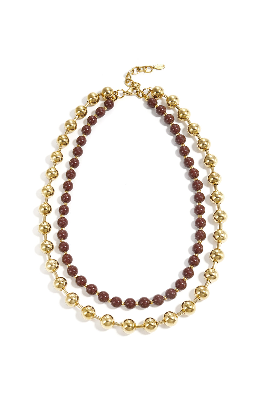 Collana a maglie con perline dorate e colorate