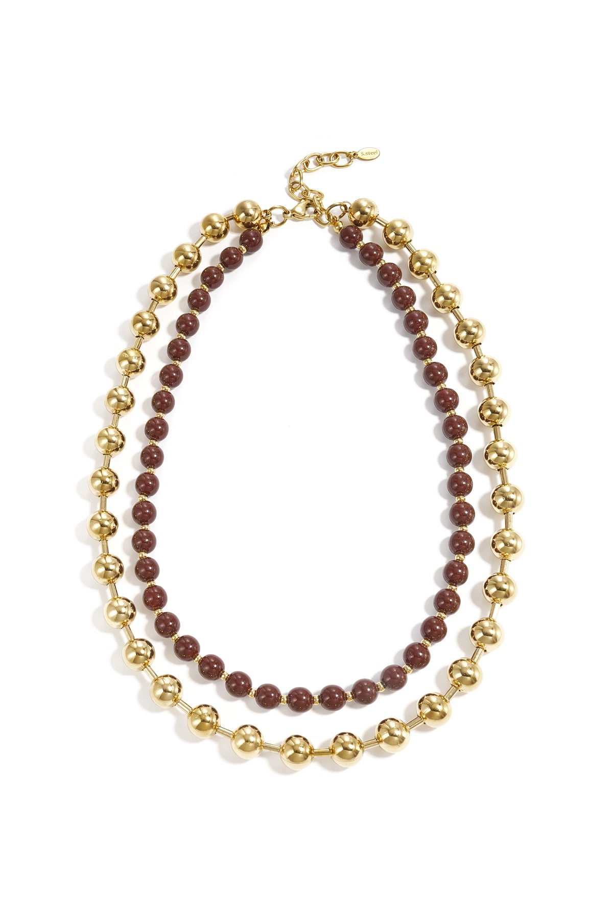 Collana a maglie con perline dorate e colorate