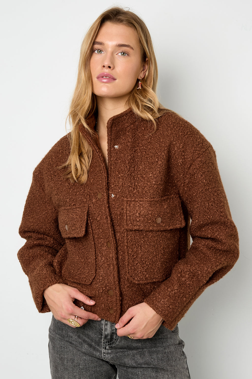 Giubbotto Donna in Fibra di Poliestere Tessuta Stile Casual Colore Puro Autunno/Inverno