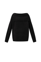 Maglione Donna a Spalla Scoperta in Fibra di Poliestere Intrecciata Elegante Colore Puro