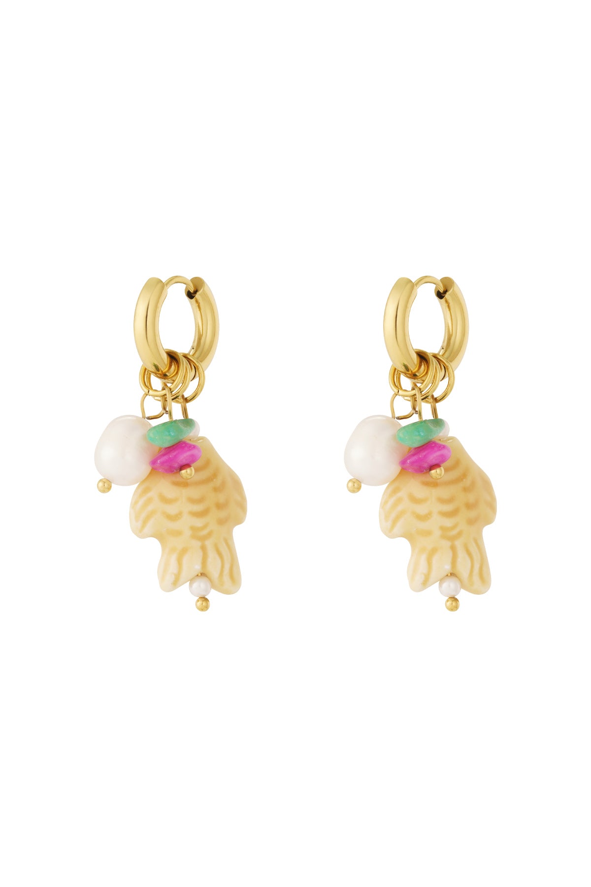 Orecchini con pesce e 2 perle