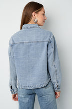 Giubbotto in Jeans Donna Taglio Classico con Patch Logo Marchio
