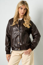 Tessuto Fibra di Poliestere Giacca Bomber Donna Autunno/Inverno Stile Urbano