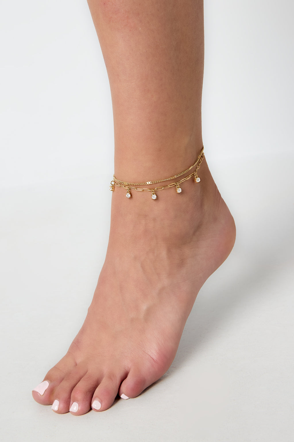 Cavigliere in acciaio inossidabile con catena, serie casual e semplice, gioielli da donna per tutti i giorni.