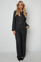 Tessuto Fibra di Poliestere Pantaloni Dritti Donna Eleganti a quadri Autunno/Inverno