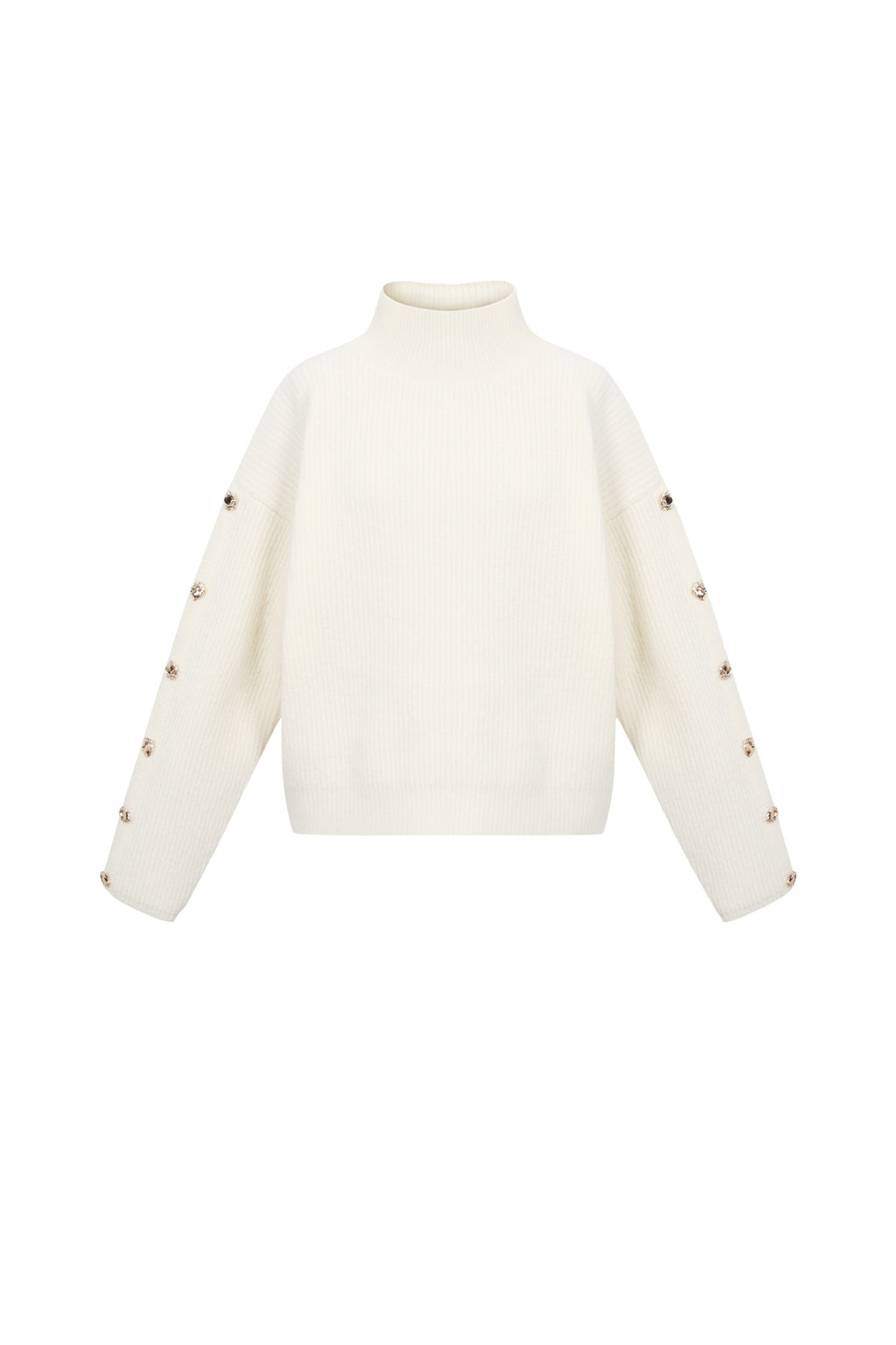 Maglione Donna in Poliestere Tessuto Collo Alto Casual Colore Puro