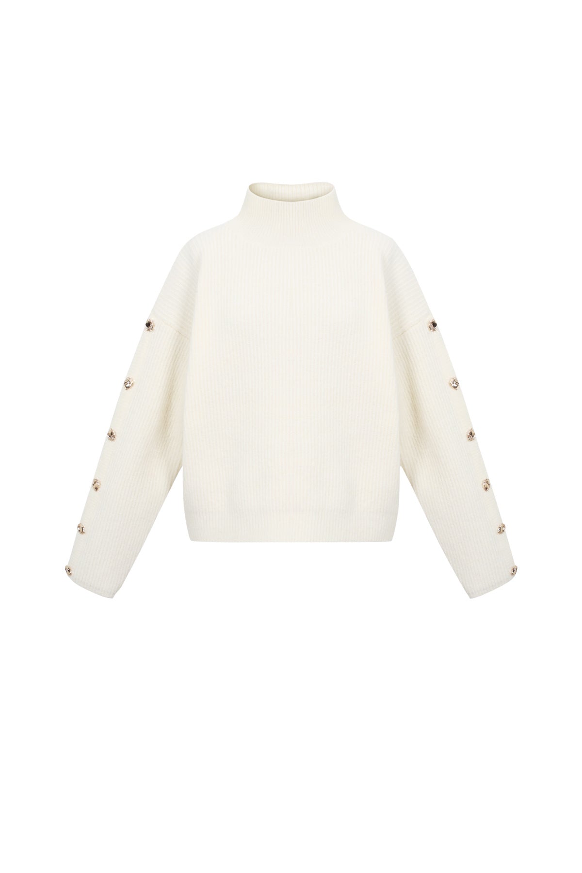 Maglione Donna in Poliestere Tessuto Collo Alto Casual Colore Puro