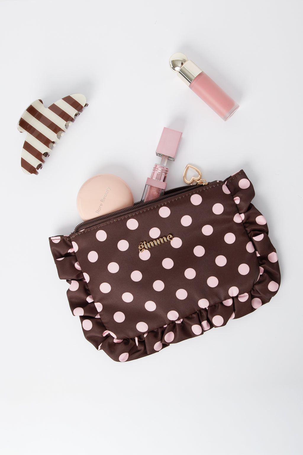 Pochette per il trucco a pois, semplici, in poliestere, accessori per tutti i giorni