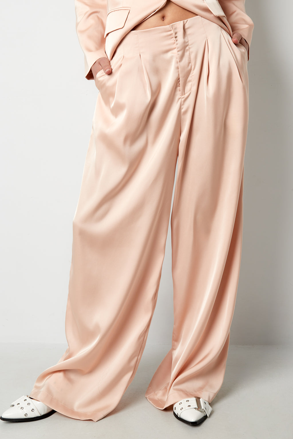 Tessuto Fibra di Poliestere Donna Pantaloni Dritti Casual Colore Puro