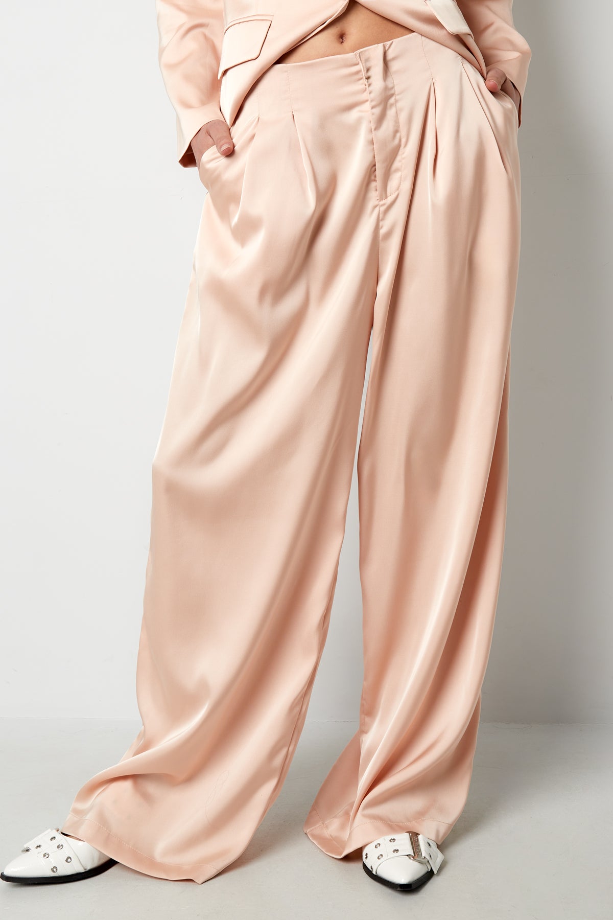 Tessuto Fibra di Poliestere Donna Pantaloni Dritti Casual Colore Puro