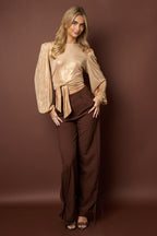 Maglia in Fibra di Poliestere per Donna a Maniche Lunghe Sexy Colore Puro