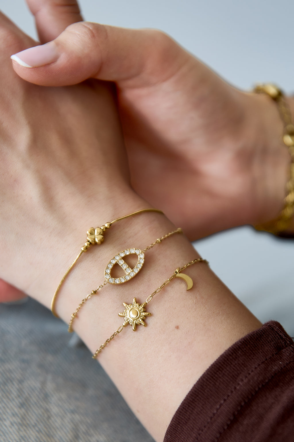 Braccialetti con ciondoli in acciaio inossidabile, serie Sun Casual Daily Simple, gioielli da donna