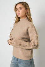 Maglione Donna in Poliestere Tessuto Collo Alto Casual Colore Puro