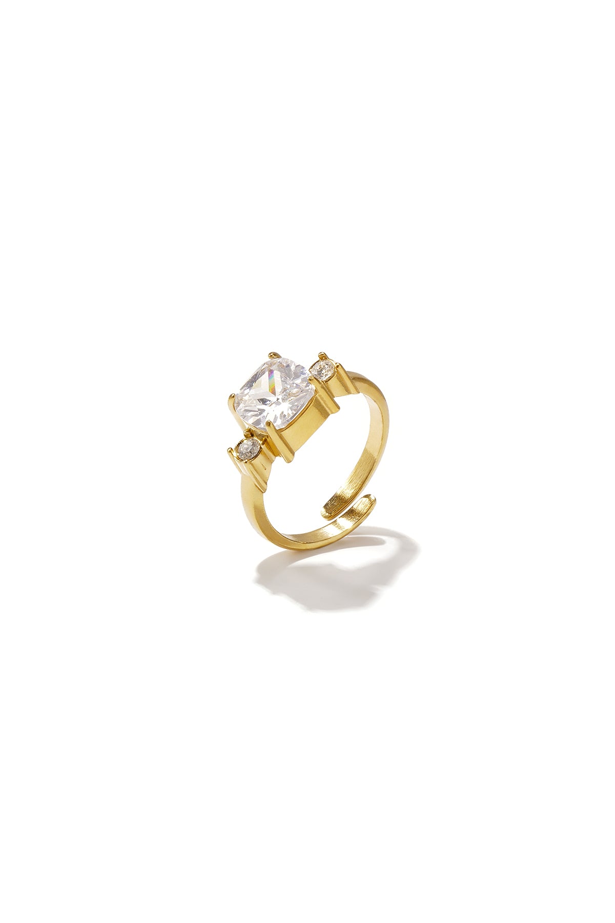 Anello di tendenza regolabile con pietre di zirconi cubici