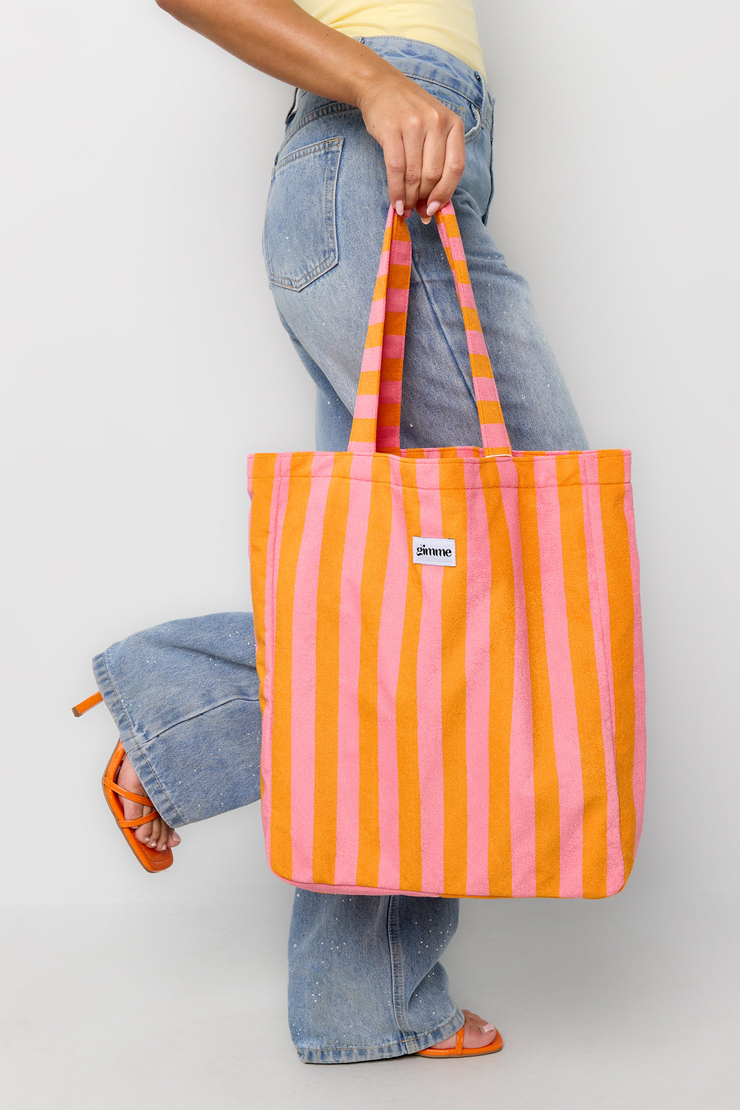 Borse shopper a righe semplici in poliestere, accessori quotidiani