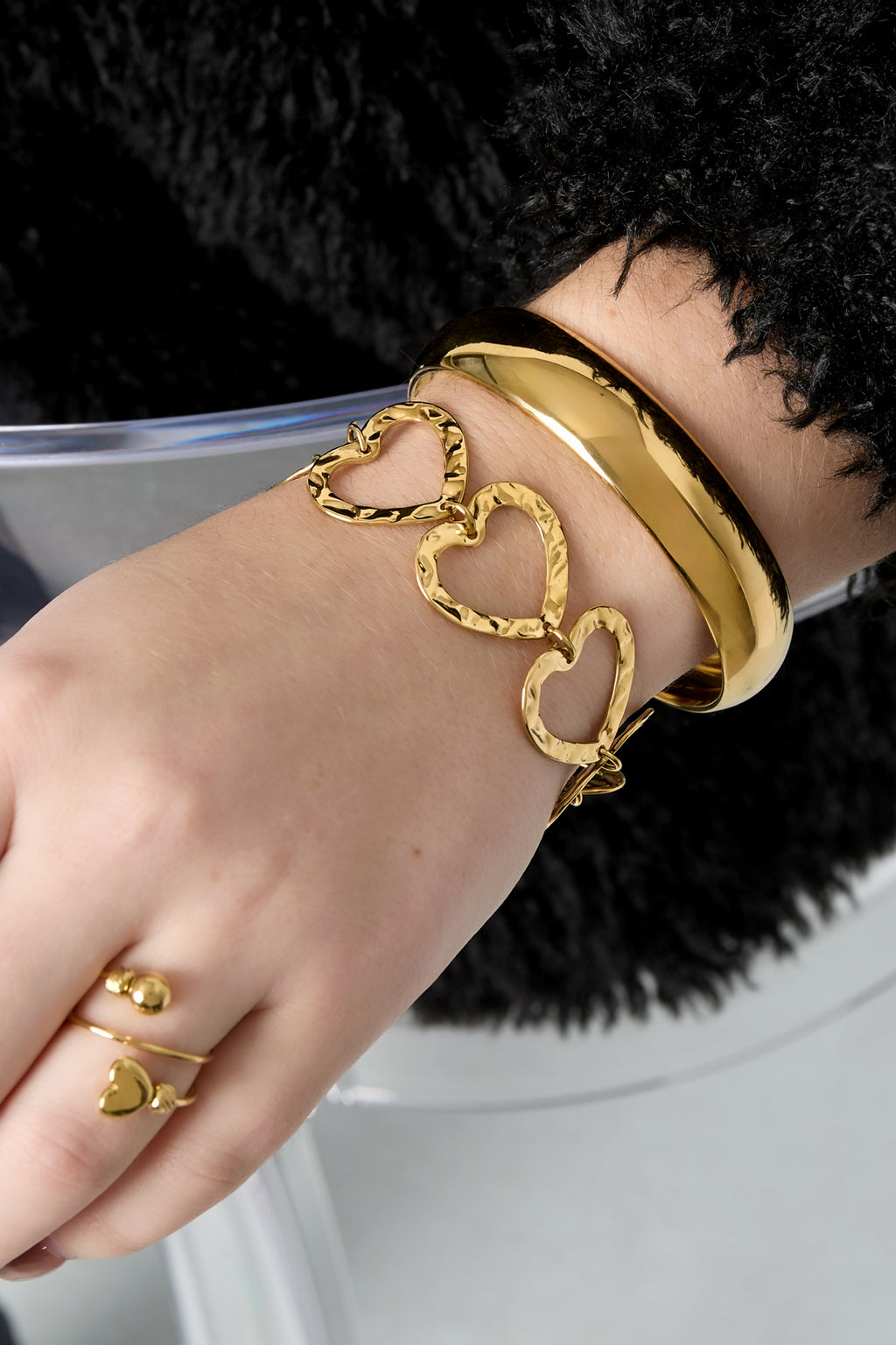 Braccialetti a catena in acciaio inossidabile con cuore, casual, quotidiani, semplici, gioielli da donna