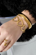Braccialetti a catena in acciaio inossidabile con cuore, casual, quotidiani, semplici, gioielli da donna