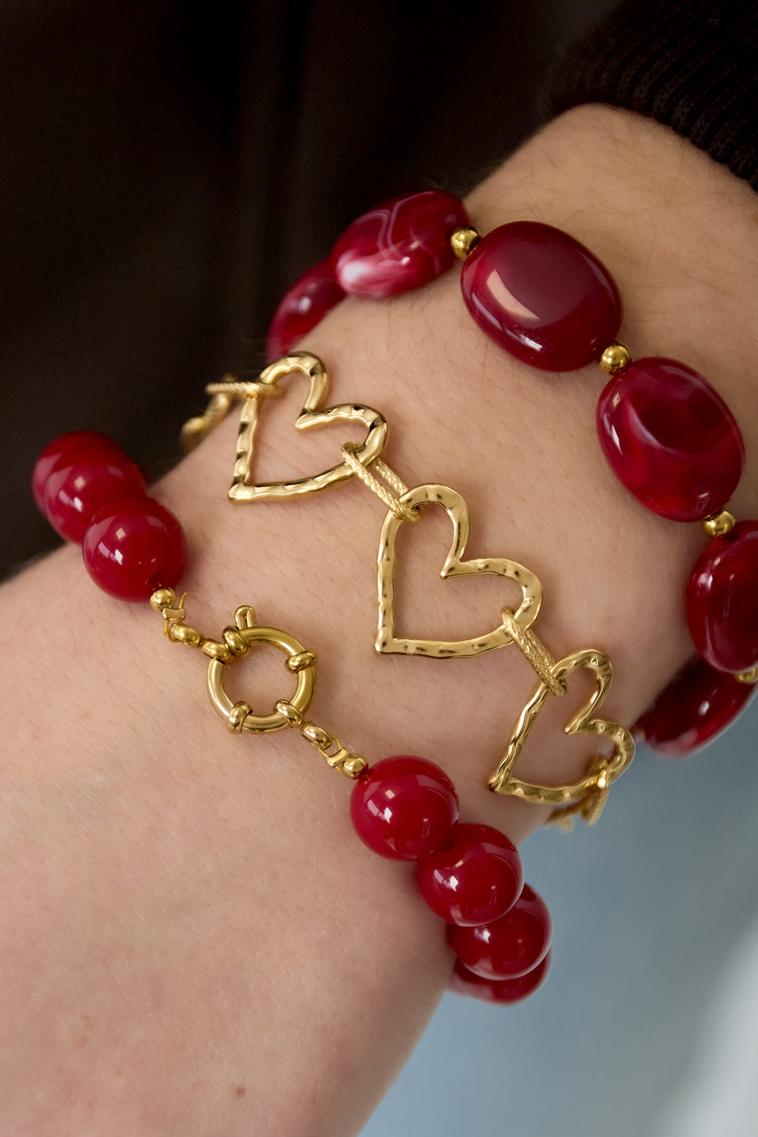 Braccialetti a catena in acciaio inossidabile con cuore, casual, quotidiani, semplici, gioielli da donna