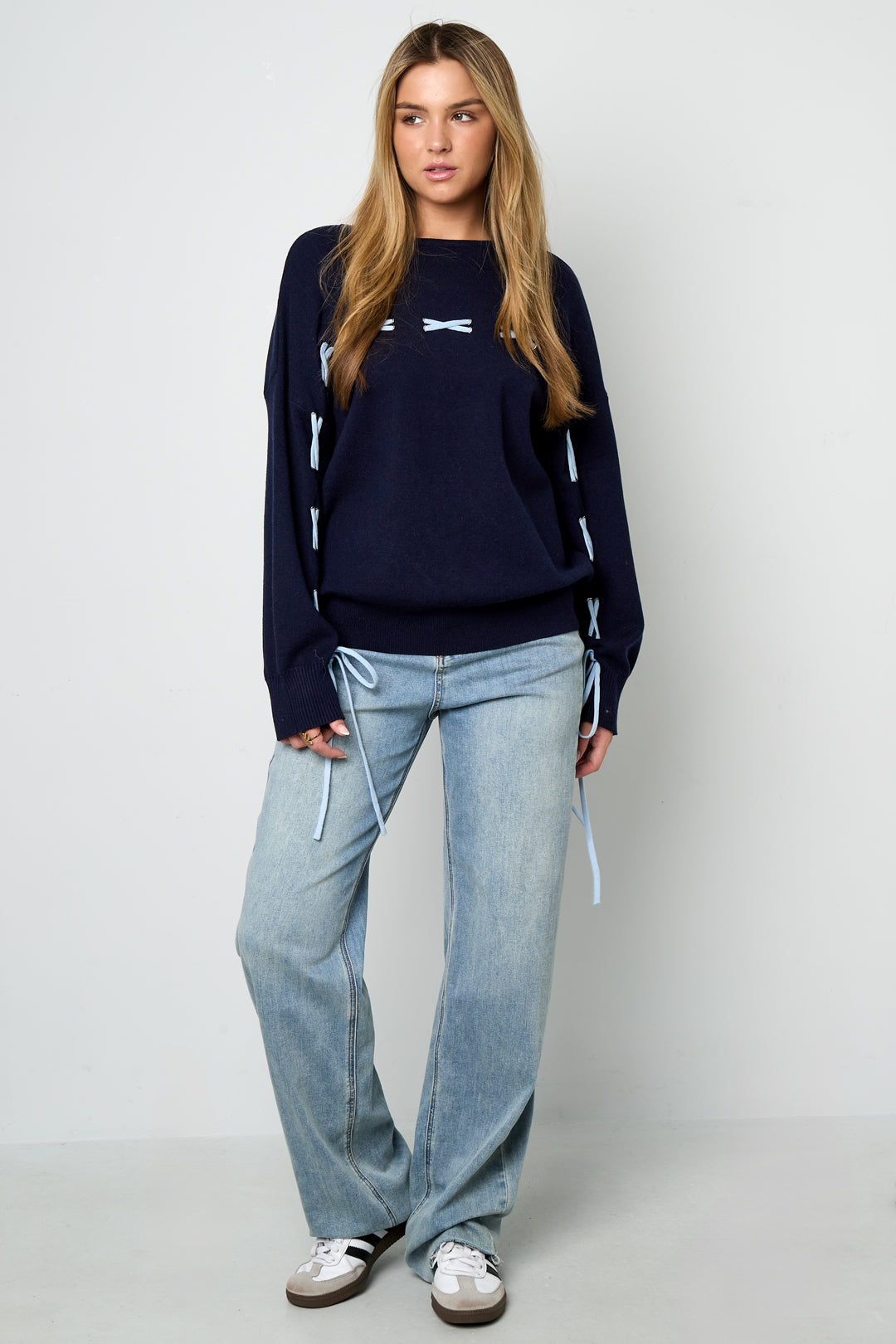 Maglione Donna in Viscosa Intrecciata Stile Casual Contrasto di Colori