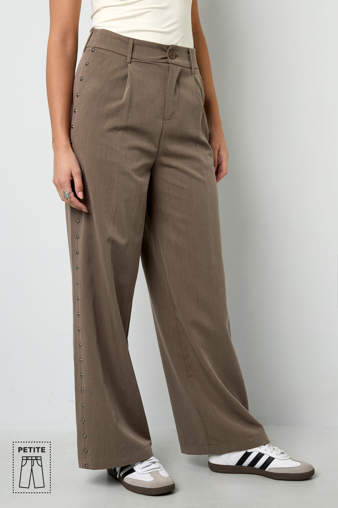 Tessuto Fibra di Poliestere Donna Pantaloni Larghi Eleganti Colore Puro Autunno/Inverno