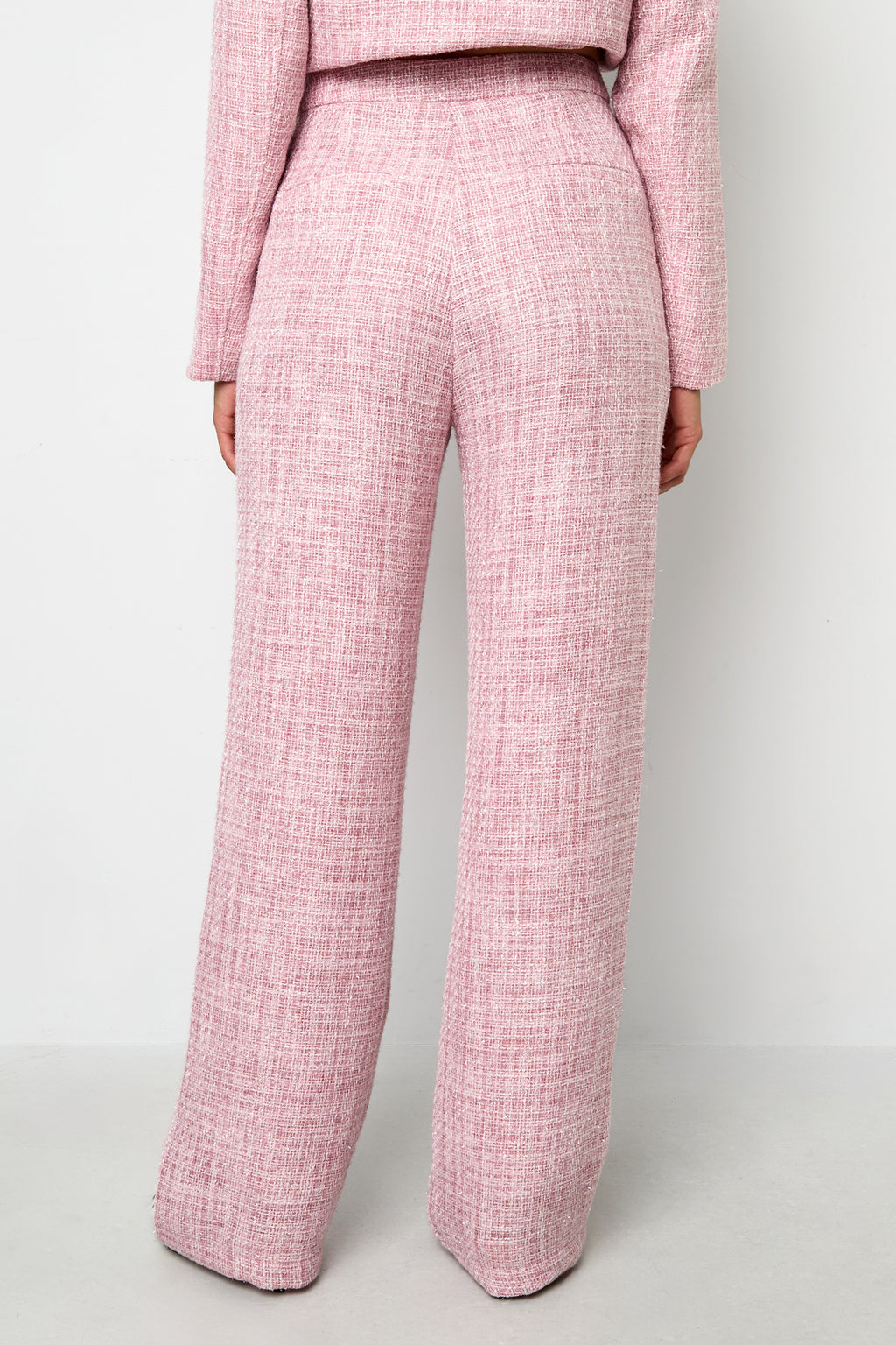 Tessuto Fibra di Poliestere Pantaloni Dritti Donna Eleganti a quadri Autunno/Inverno