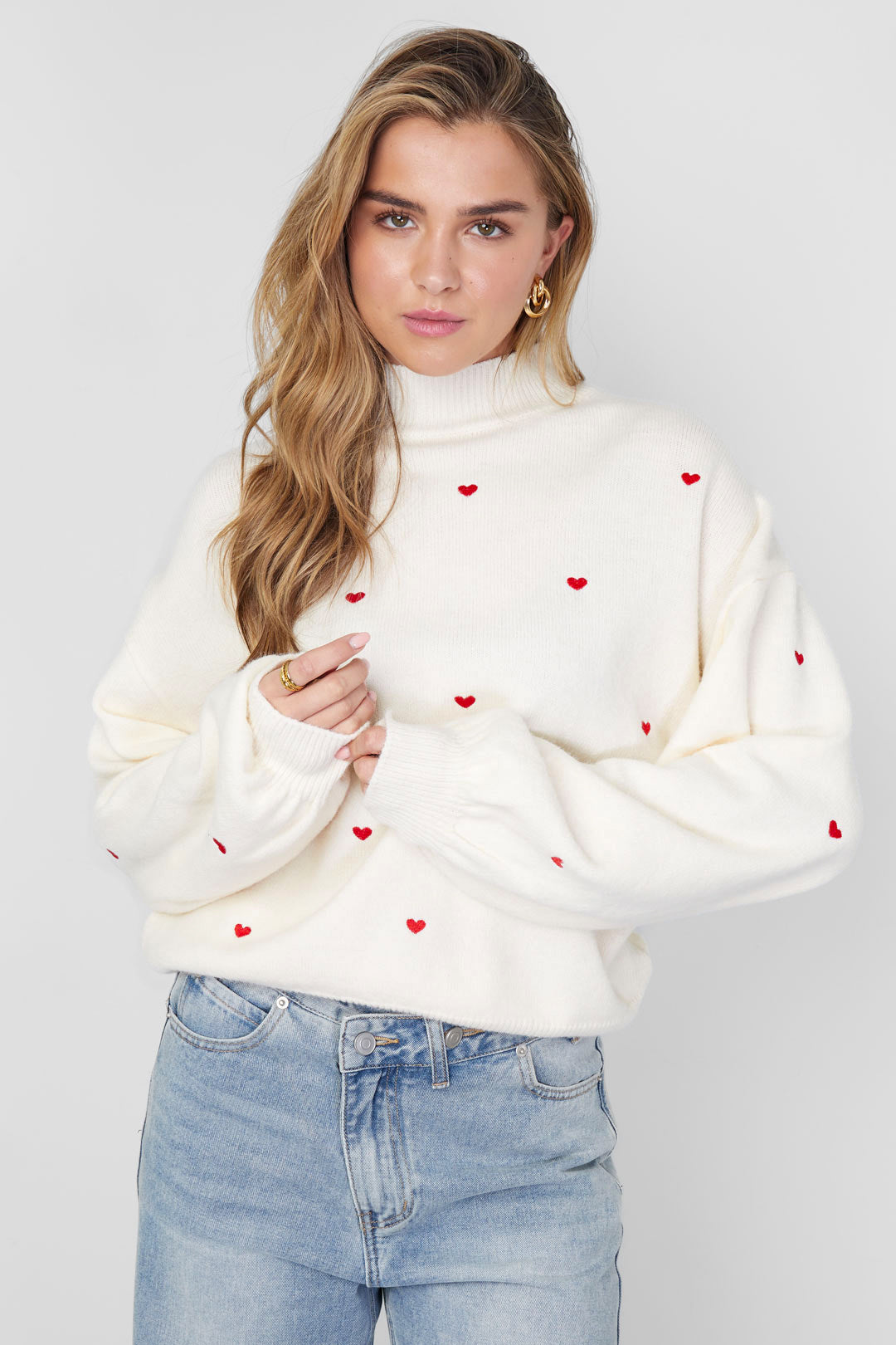 Maglione lavorato a maglia con cuori