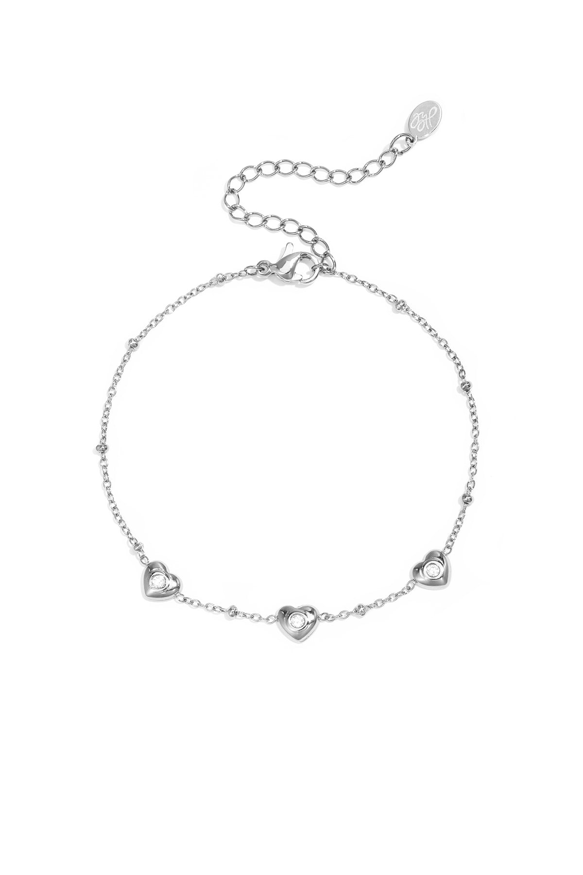 Braccialetto con perline e cuori con pietra