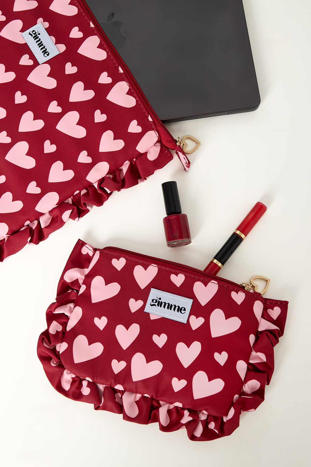 Borse per il trucco a forma di cuore, casual, in poliestere, accessori per San Valentino