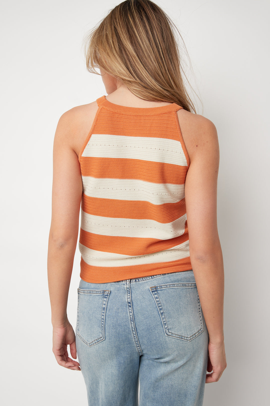 Gilet in maglia di cotone umano a righe, casual, primavera/estate, nessuno, abbigliamento