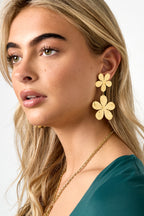 Orecchini pendenti in acciaio inossidabile, stile casual, semplici, da donna, serie "Fiore"
