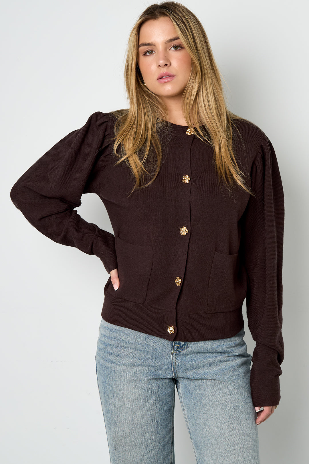 Cardigan di Viscosa Intrecciata Donna Autunno/Inverno Casual Colore Solido