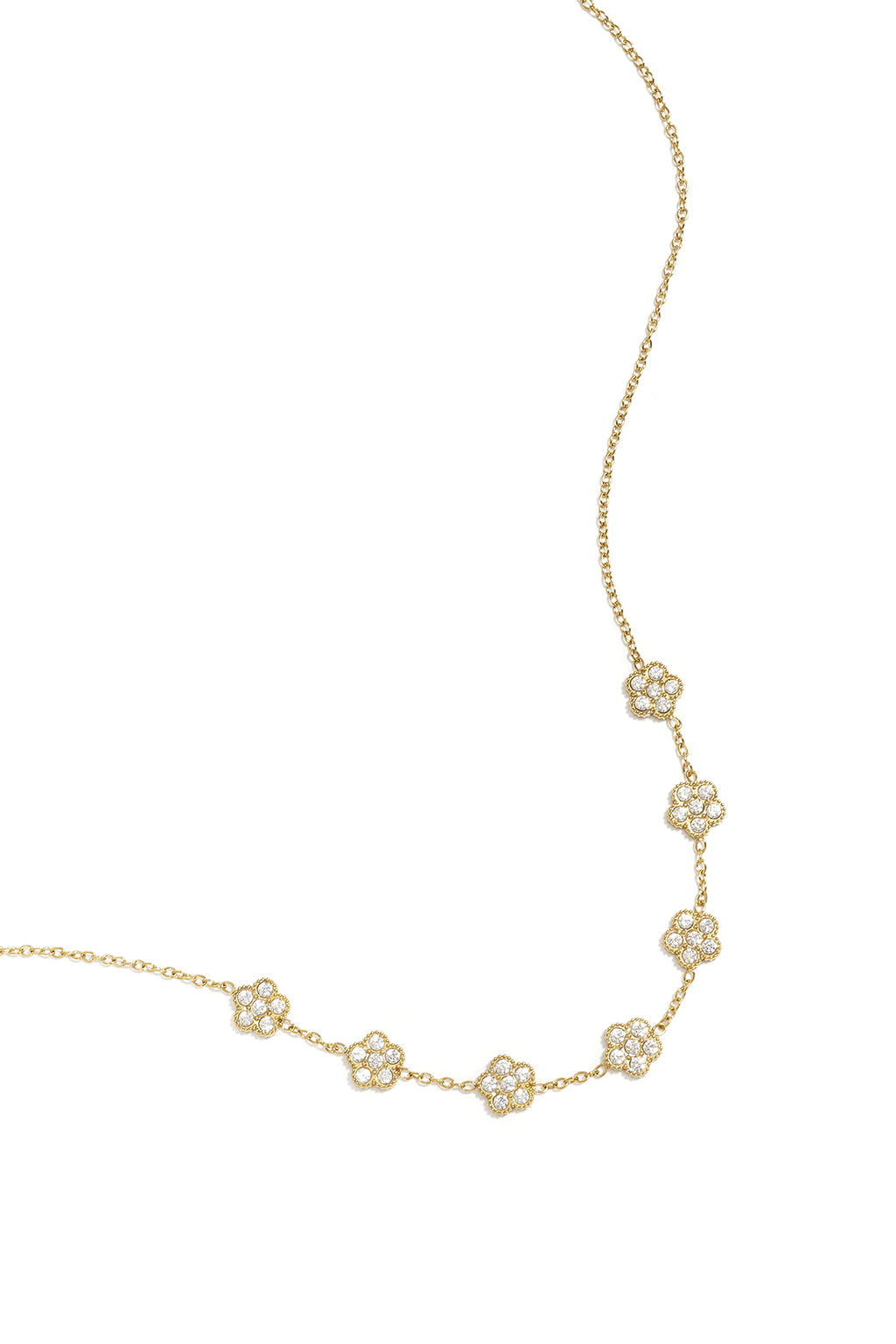 Elegante collana con fiori incastonati in zirconi