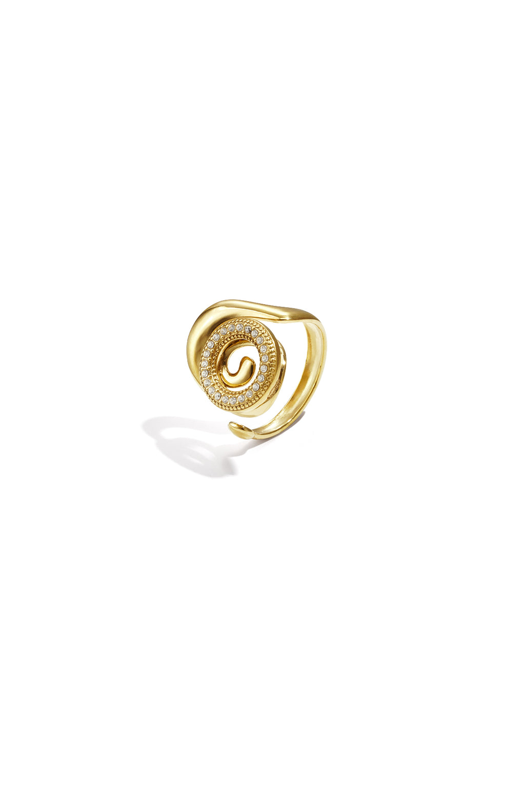 Anello a conchiglia a spirale con pietre