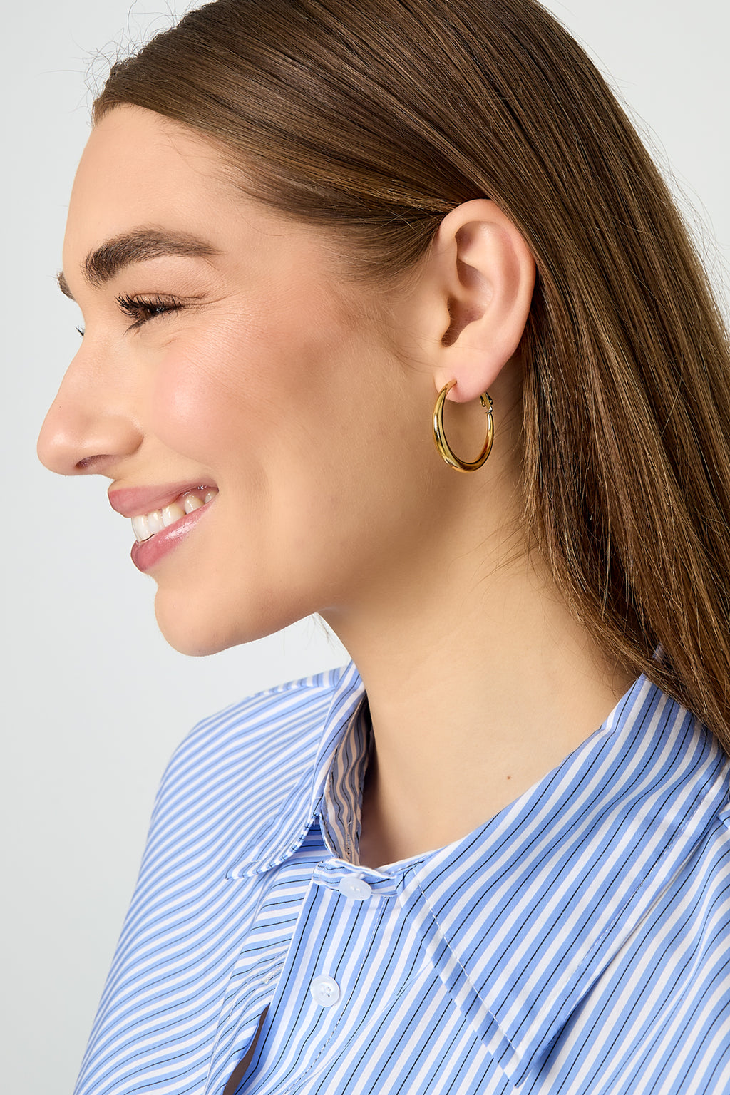 Orecchini a cerchio in acciaio inossidabile, casual, semplici, da donna, stile quotidiano