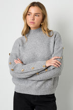 Maglione Donna in Poliestere Tessuto Collo Alto Casual Colore Puro