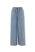 Cotone Tessuto Pantaloni Larghi Donna Stile Sportivo Colore Puro