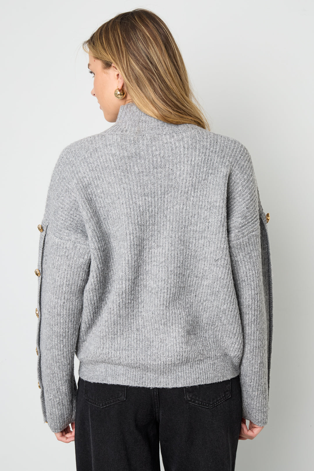 Maglione Donna in Poliestere Tessuto Collo Alto Casual Colore Puro