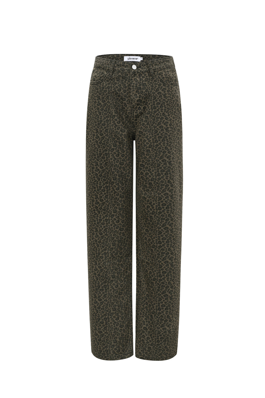 Cotone Tessuto Pantaloni Dritti Donna Stampa Leopardo Autunno/Inverno