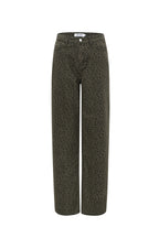 Cotone Tessuto Pantaloni Dritti Donna Stampa Leopardo Autunno/Inverno