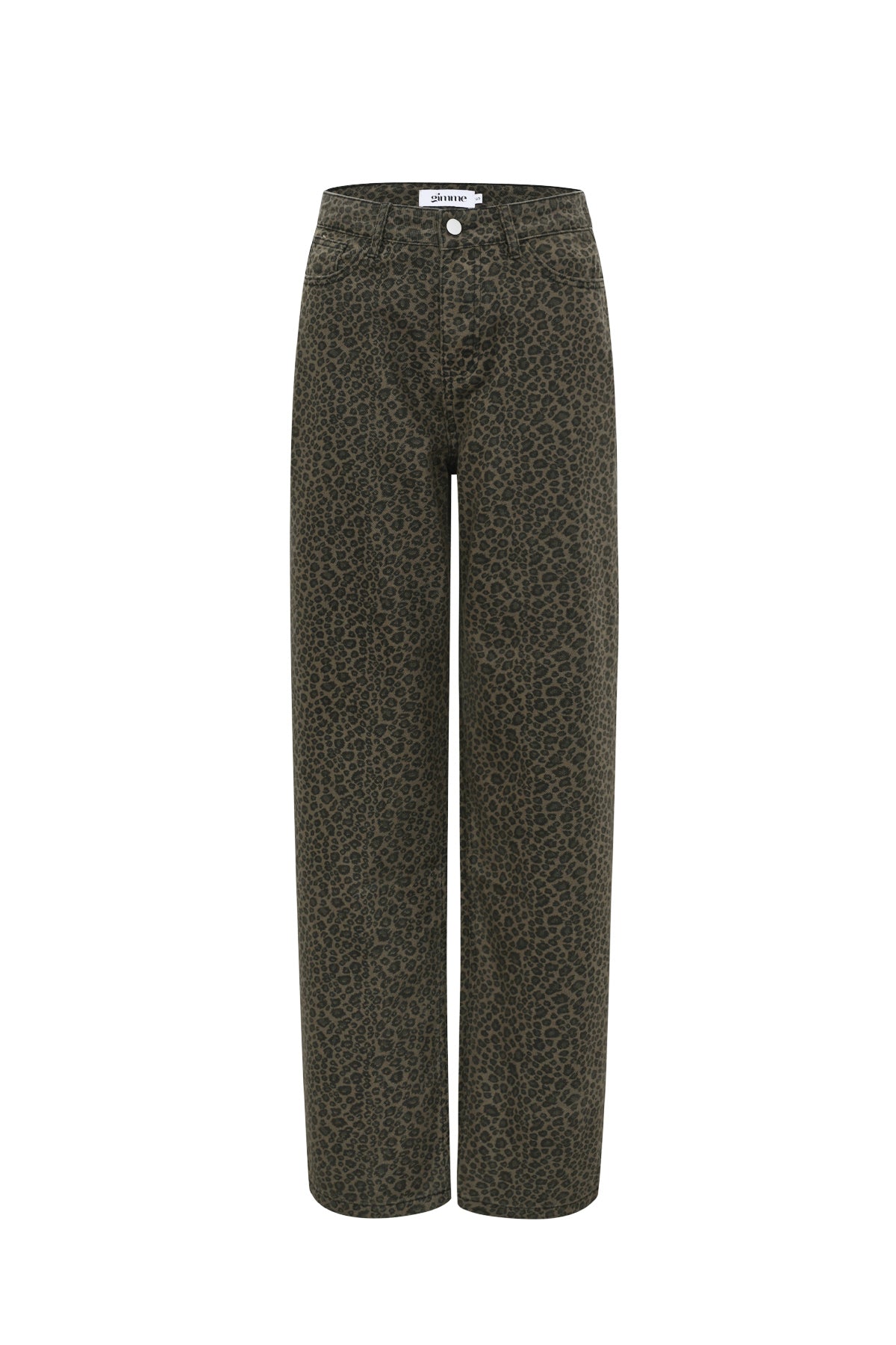Cotone Tessuto Pantaloni Dritti Donna Stampa Leopardo Autunno/Inverno