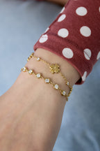 Bracciale a maglie con pietre rotonde di zirconi