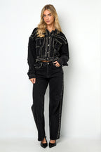 Tessuto Cotone Donna Pantaloni Dritti Strada Colore Puro