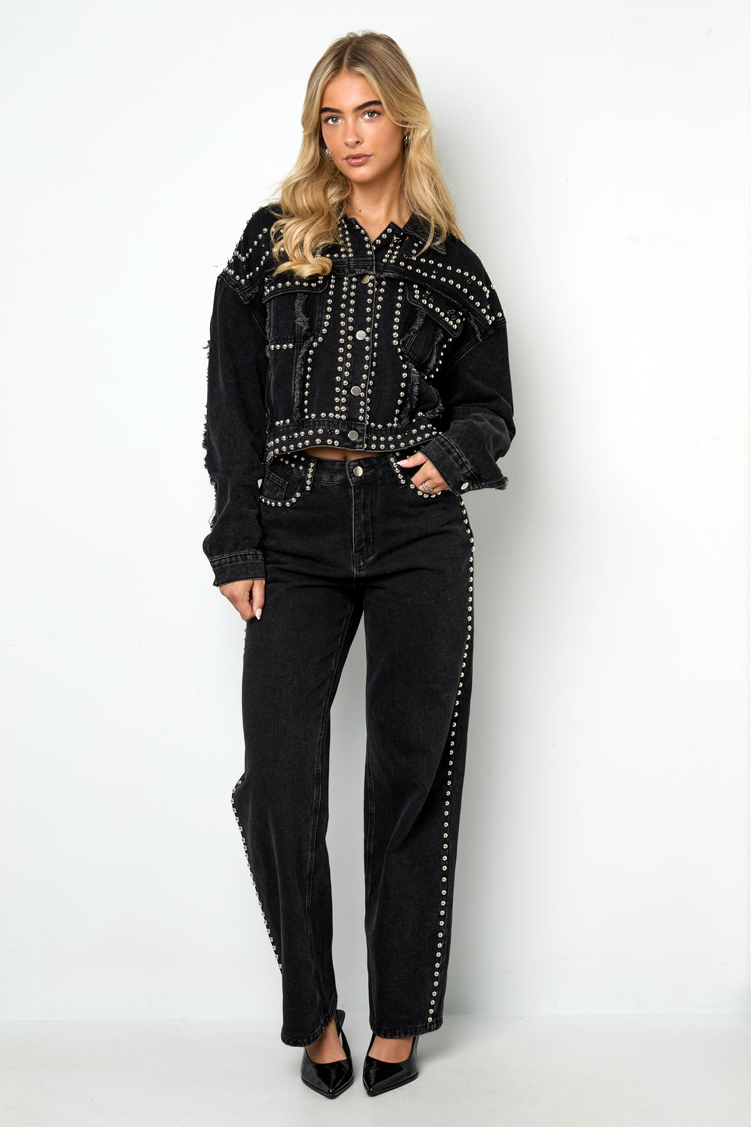 Tessuto Cotone Donna Pantaloni Dritti Strada Colore Puro