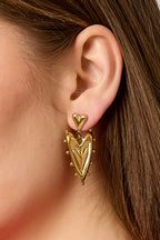 Orecchini pendenti in acciaio inossidabile a forma di cuore, casual, quotidiani, semplici, da donna