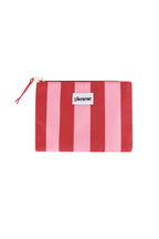 Borsa da toilette piatta a righe spesse - Rosa rosso