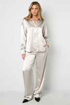 Tessuto Fibra di Poliestere Pantaloni Dritti Donna Stile Casual Colore Puro Autunno/Inverno