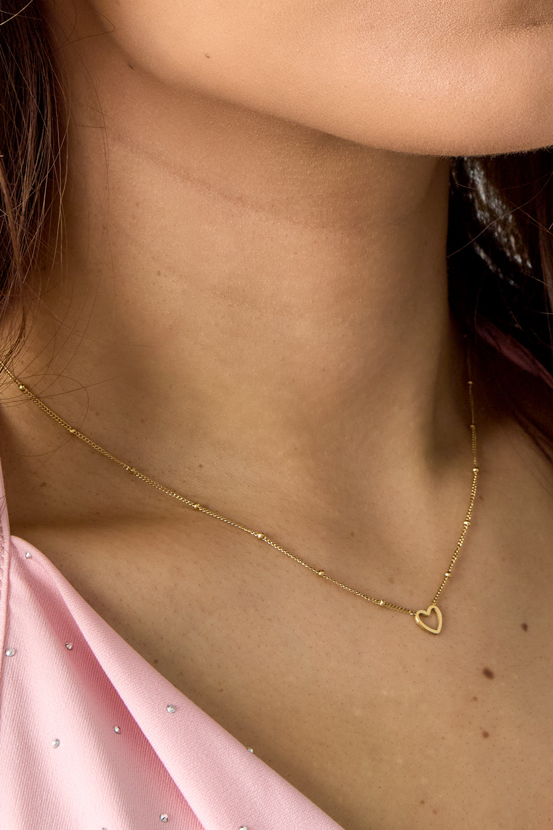 Collana minimalista a cuore aperto Gold Stainless Steel