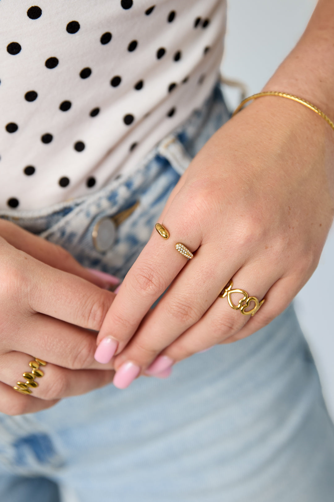 Anelli minimalisti in acciaio inossidabile placcato oro 14 carati, modello cerchio, casual, per tutti i giorni, della serie Simple, gioielli da donna.