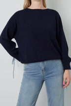 Maglione Donna in Viscosa Intrecciata Stile Casual Contrasto di Colori