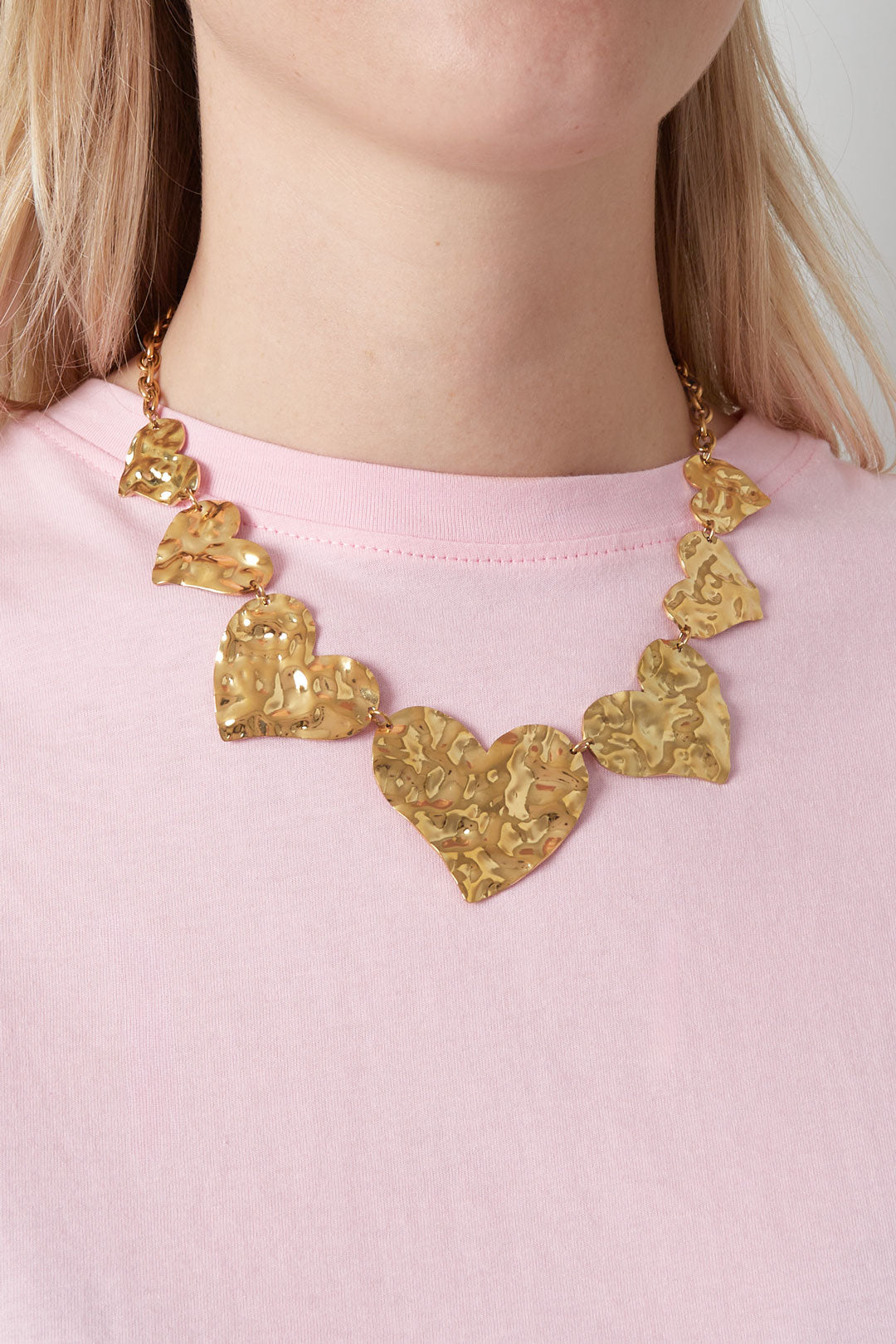 Collane a catena in acciaio inossidabile con cuore, serie casual e semplice, gioielli da donna